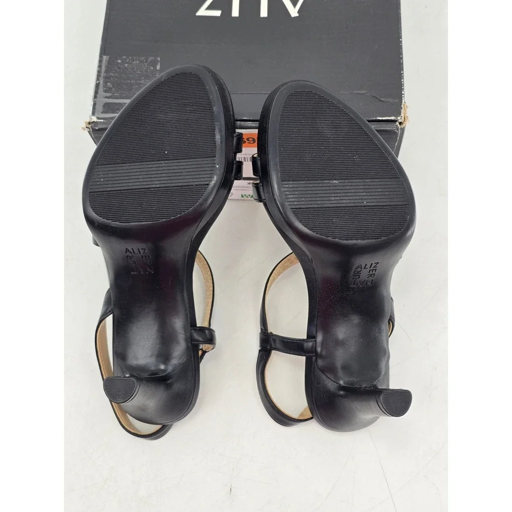 Naturalizer Brenta Sandals Womens 7W Black Smooth Strappy Platform Heels - NEW